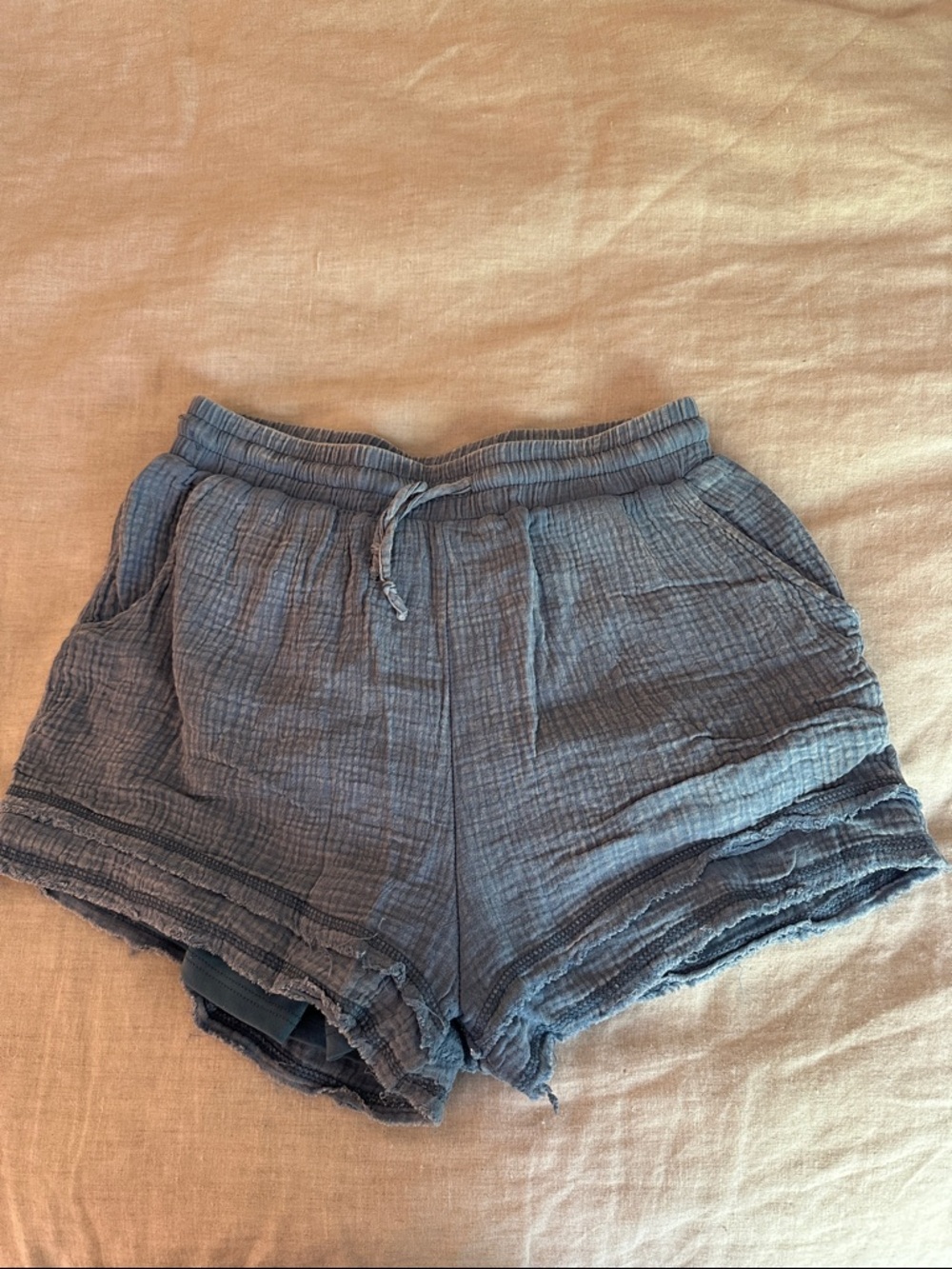 Women’s Blue Gauze Drawstring Shorts